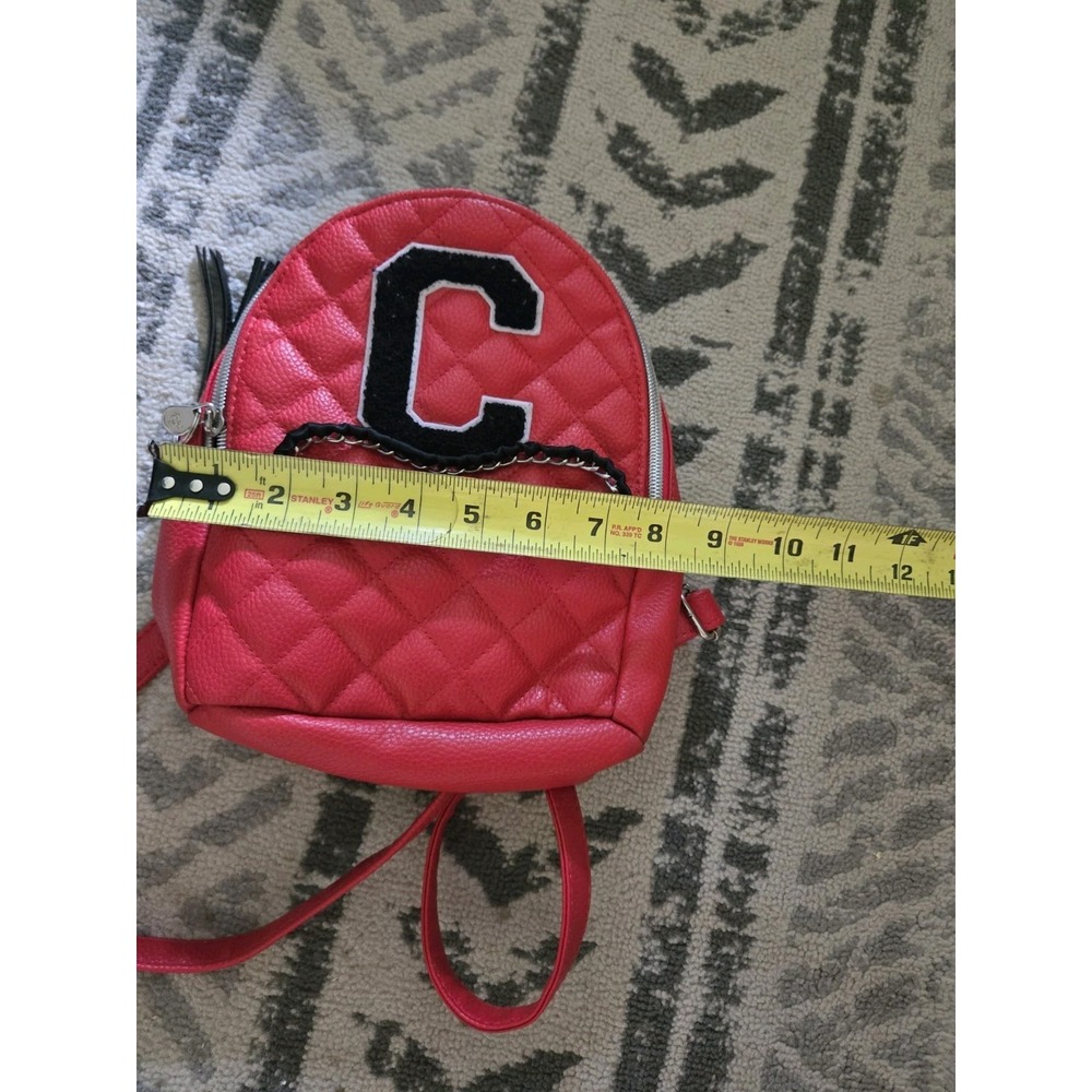Justice Initial C Quilted Mini Backpack Ladybug Red Chain detail Quilted‎ - Picture 5 of 8
